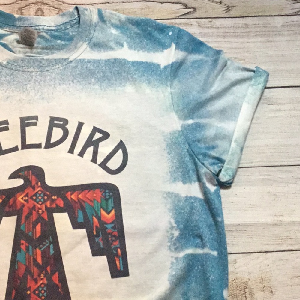 Bleached Blue Aztec Unisex Freebird Shirt - Picture 6 of 7